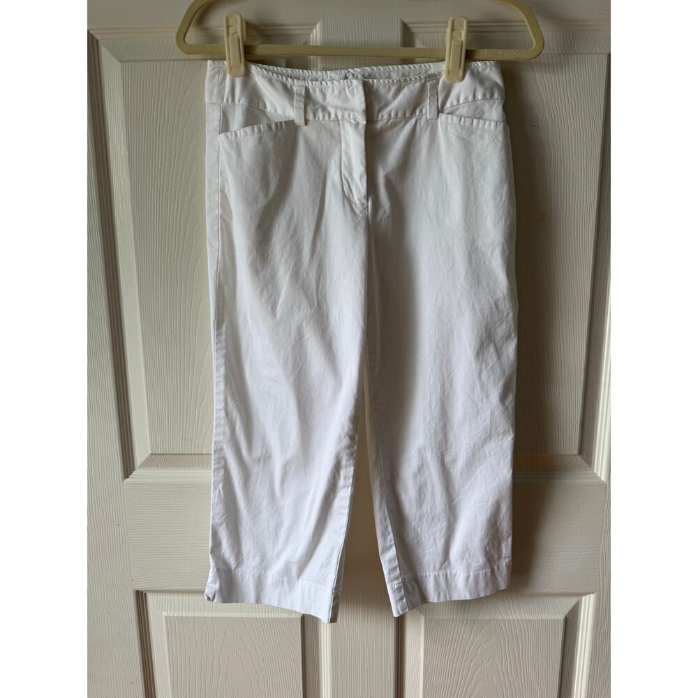 Trina Turk White Capri Pants Cropped Stretch Trousers Size Small Resort‎ Coastal